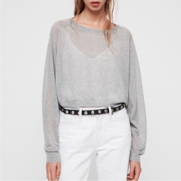 NWT ALL SAINTS Gray Mali Crew Neck Sweater Size S - Picture 1 of 9